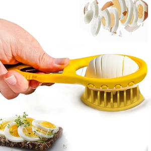เครื่องปอกและหั่นเปลือกไข่พลาสติกสีเหลืองใช้งานได้จริงเครื่องมือครัวสำหรับใส่ไข่ต้มและเจาะรู - Product Image 6