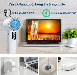 Ventilador de Mano Portátil Recargable USB de 3000 mAh con Pantalla LED Digital, 1-100 Velocidades, Enfriamiento por Aire, para Hogar y Auto - Product Image 4