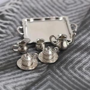Miniature Alloy <strong>Tea</strong> <strong>Set</strong> Model for Dollhouse Kitchen Decor Display Prop - Product Image 5