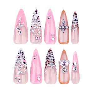 <span class=keywords><strong>Uñas</strong></span> Postizas Semimanuales de 24 Piezas con Efecto Metálico Plateado <span class=keywords><strong>Azul</strong></span> Luna, Estilo Y2K, Precio al por Mayor - Product Image 5