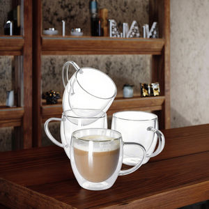 Taza de cerámica de borosilicato alto al por mayor fondo de doble pared personalizado excelente para café frío regalos de negocios clásicos - Product Image 4