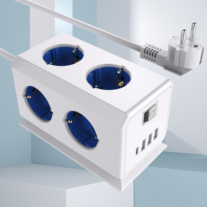 Custom Logo New Design 16A 220V 6 EU Outlets 3 <b>USB</b> 1 Typc Cuboid Power Strip Socket With 1.5m Power Cord - Product Image 1