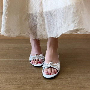 2026 French Style Polka Dot Bow <b>Wedge</b> Slippers for Women Summer Open Toe <b>Platform</b> Slide <b>Sandals</b> for Outdoor Wear - Product Image 3