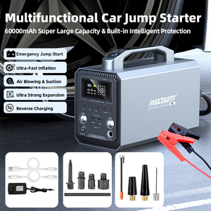 Arrancador de Baterías Portátil para Auto en Oferta, Cargador <span class=keywords><strong>con</strong></span> Bomba de Aire, Batería de Litio Ferrofosfato de 12V, 1800A de Corriente Máxima, 3000 Ciclos - Product Image 5