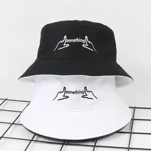 Fabrik preis Bulk Custom Logo Stickerei 100% Baumwolle Reversible Bucket Hats mit Custom Logo