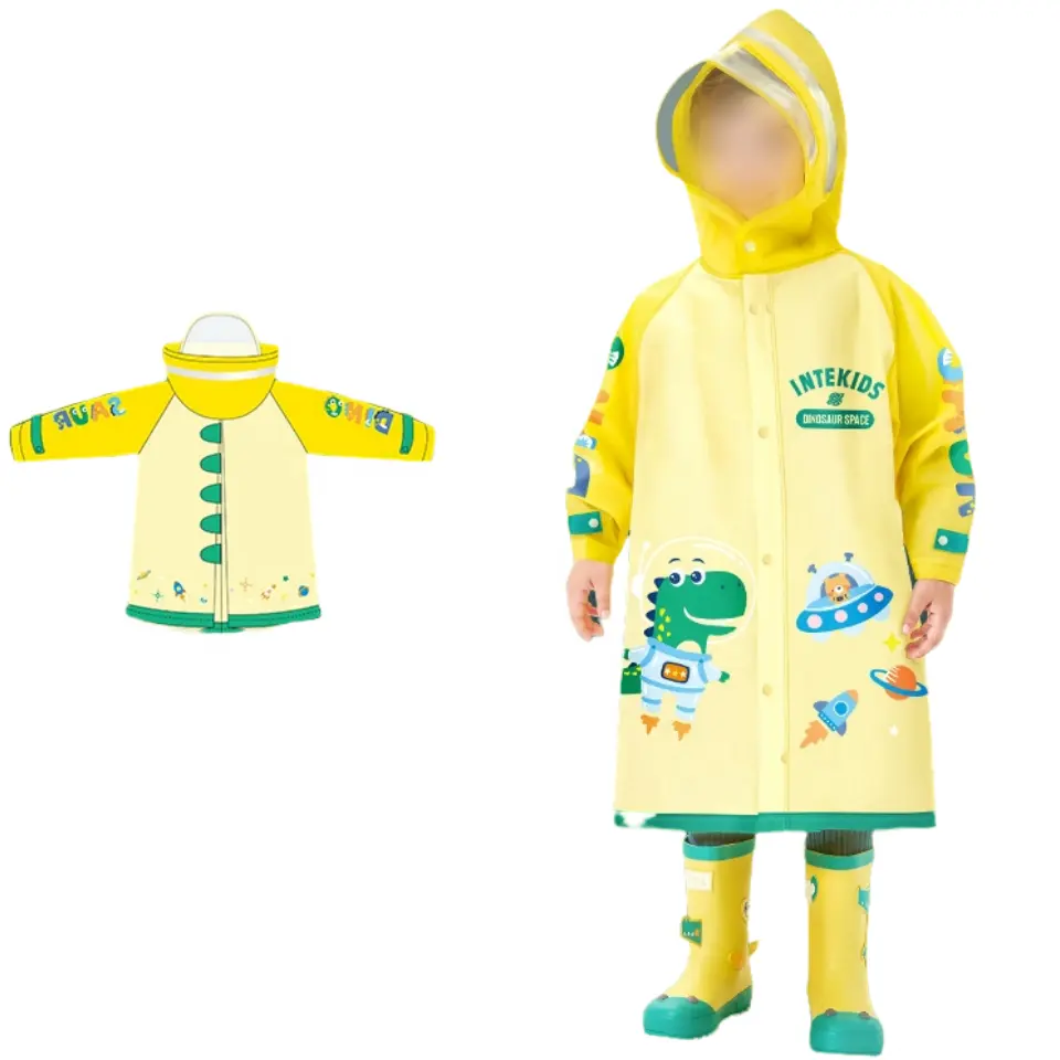 Portable Child Raincoat PVC Plastic Impermeable Baby Poncho Kindergarten Body Waterproof Rainsuit Umbrellas