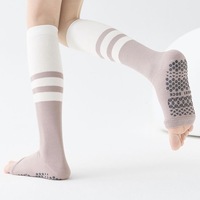 Chaussettes de compression montantes à bout ouvert, certifiées GOTS OCS, rayées, antidérapantes, pour Pilates et Yoga, avec logo personnalisé, multicolores