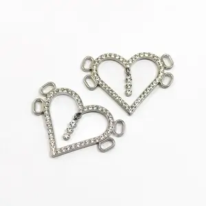 Heart buckles of swimwear hardware of rhinestone bikini connector