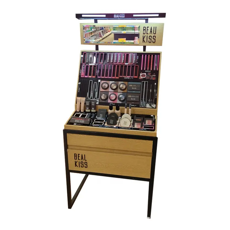Fittings Retail Fancy Store Names Showcase Metal Makeup Display Stand Cosmetic Shop Furniture