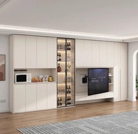 Meuble de salon multifonctionnel de style farmhouse blanc avec console intégrée pour TV, rangement pour boissons et médias