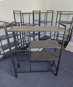 Étagère de cuisine métallique à 4 niveaux, économique, sur pied, avec paniers rotatifs à roulettes, pour rangement domestique de casseroles - Product Image 3