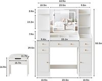 Miroir complet Ensemble complet Étagères de rangement en verre Table de toilette Coiffeuse