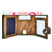 Dompet Lipat Tiga Anti RFID, Dompet Koin dengan Penutup Magnetik dan Jendela ID, Kantong Uang & Penutup Jepret