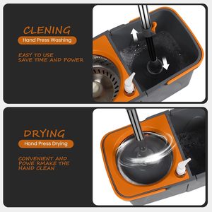 New 360 Spin Dual-drive High Capacity Fast Absorption <b>Bucket</b> Microfiber <b>Mop</b> Steel Pole Twist Handle Self-Wringer for Home Use - Product Image 5