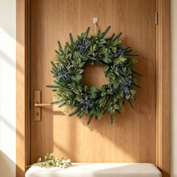 Guirlande de Noël artificielle avec des branches de végétation persistante mixtes, des baies bleues et des feuillages naturels, 60 cm, vente en gros