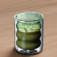 Tasse à café en verre à double paroi, isolée thermiquement, en verre borosilicate, pour thé, lait, matcha glacé, latte