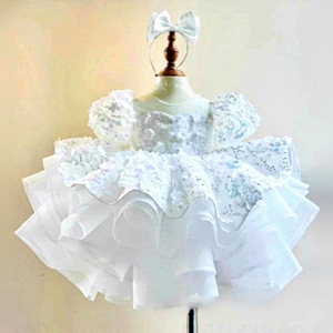 Abito da Principessa Viola da Sogno per Bambina di Un Anno, con Pizzo, Perline, Farfalle e Paillettes, Manica Corta, Nuovo Modello 2025 per Cerimonia dei Cento Giorni - Product Image 3
