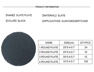 Set di Piatti in Ardesia per Formaggi e Bistecche, Tagliere Rotondo in Ardesia Nera - Product Image 3