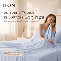 HONI Ventes chaudes Draps et taies d'oreiller en viscose / coton 200TC de style moderne, couleur unie, taille King, 4 pièces, doux, pour la chambre à coucher
