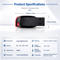 Offre spéciale pour clé USB en plastique 4 Go-128 Go, interface 2.0/3.0, noire, garantie 2 ans, puce de classe A
