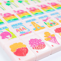 Auf Lager Florida-Serie Amerikanisches Mahjong Modernes Acryl-Set 160 Stück Flamingo-Palmen-Design Sommer-Themen-Steine