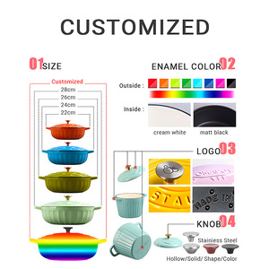 Casserole en <span class=keywords><strong>fonte</strong></span> émaillée rouge professionnelle, 5 tailles (20-28 cm), qualité restaurant, compatible avec les plaques à <span class=keywords><strong>induction</strong></span> - Product Image 5