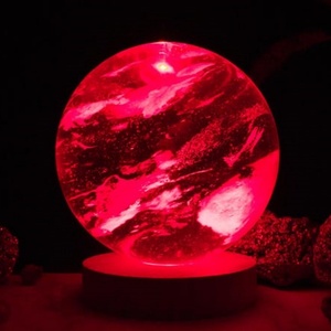 Local Stock White Smelting Crystal Sphere LED <b>Light</b> Base Eco-Friendly Polished Relief Carving Buddhist Theme Fashion Decorative - Product Image 1