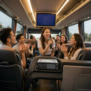 เครื่องเล่นวิทยุ FM AM สำหรับรถบัส เครื่องเล่นมีเดีย 1080P HD พร้อมเครื่องขยายเสียง 4 แชนแนล วิทยุ DAB Plus ช่องต่อไมโครโฟนสำหรับรถบัสโดยสาร - Product Image 2