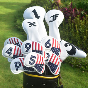 Nouvelle conception – Lot de 10 housses de tête de fer de golf en PU avec broderie drapeau américain - Product Image 4