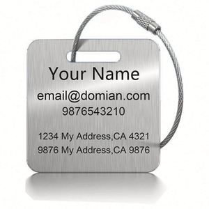 Custom Logo Luggage Tags Wholesale, Stainless Steel Label Tag with Strap, Low MOQ for Hotel & Corporate <b>Gifts</b> - Product Image 3
