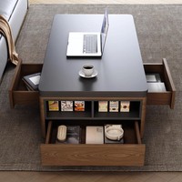 Table à manger et à café multifonctionnelle nordique moderne durable, pliable, télescopique, réglable en hauteur, avec rangement intégré