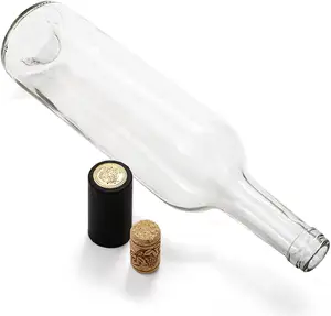 Botella de vidrio transparente con corcho para vino, jugo, licor, champán, monchelo, bebida, Kefir, 750ml