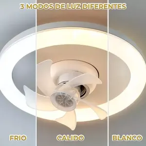 Ventilateur de plafond LED moderne 30W avec moteur CC 15W, design encastré, télécommande, ventilateur 4 vitesses, lumière blanche, corps en plastique, jusqu'à - Product Image 5