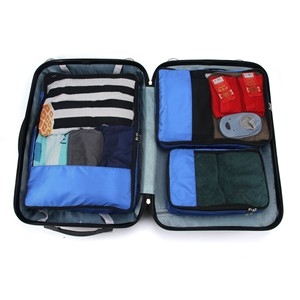 Travel <b>Storage</b> Bags Mesh Zippered Organizer Luggage Packing <b>Cubes</b> Red Gray Blue Black Khaki Pink Rectangle Travel Use - Product Image 2