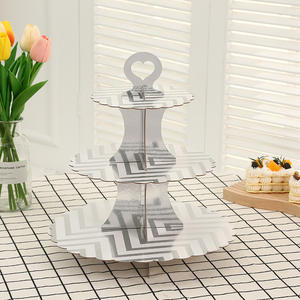 Piatti da Dessert a 3 livelli Mini torte espositore per caramelle alla frutta torre vassoio per biscotti supporto per Buffet di caramelle supporto per Cupcake in cartone - Product Image 5