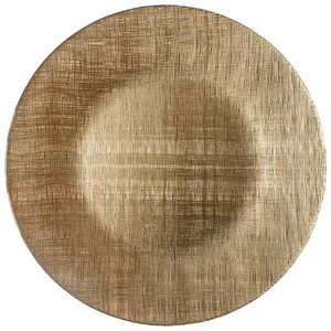 Assiette de présentation en verre de conception rétro, fabriquée à la machine, ronde, texturée en lin, vert, bleu, blanc, pour la maison, les mariages, les fêtes et les banquets - Product Image 2