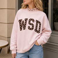 Sweat-shirt surdimensionné personnalisé pour femme, col rond, en coton, avec broderie de lettres, style vintage décontracté, pull-over