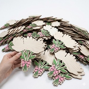 Ornement personnalisé en bois à empreinte de main pour la Fête des Mères, artisanat artistique DIY pour souvenir de bébé et cadeau de la Fête des Mères - Product Image 1
