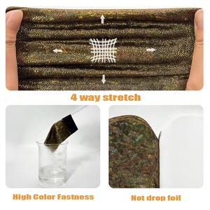 Tissu extensible 4 directions en nylon et élasthanne avec points métallisés brillants effet verre brisé, estampés à chaud, pour la danse, la natation et les tenues de performance - Product Image 4
