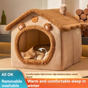 Hot Seller All-Season Cat or <strong>Dog</strong> House Rectangle Enclosed with Removable Washable Cushion Cozy Warm Pet <strong>Bed</strong> <strong>Fashion</strong> Style - Product Image 3