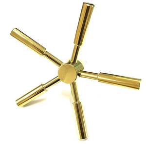 Modern 5-Spoke Gold Vault <strong>Door</strong> Handle with Euro Profile Cylinder Lock Escutcheon for Gun Safes by Mosler and Other Mosler Safes - Product Image 1