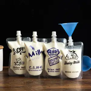 Custom 100ml/250ml/500ml/1000ml באפ משלוח מזון כיתה שקוף פלסטיק תינוק מזון אריזה לשימוש חוזר חלב מיץ זרבובית פאוץ