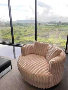 Leisure <b>Chair</b> Italian Cherry Blossom Swivel <b>Chair</b> <b>Round</b> Lazy Living Room Light Luxury Corduroy Balcony Single <b>Sofa</b> - Product Image 6