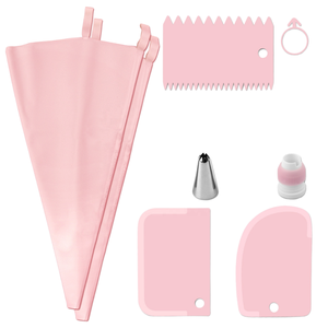 Ensemble de 15 pièces pour la décoration de gâteaux, comprenant des poches à douille réutilisables en TPU, des embouts en acier inoxydable et un grattoir à pâte pour la décoration DIY de cupcakes - Product Image 1