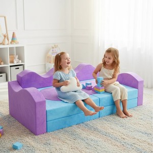 Sofá Seccional Convertible de Espuma de 12 Piezas para Jugar, Bloques de Construcción para Niños y Niñas, Muebles para Sala de Juegos Interior - Product Image 1