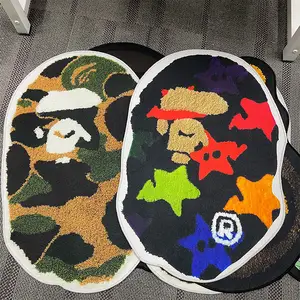 Karpet area potongan kustom pola monyet cetak 3d untuk kamar tidur karpet anime