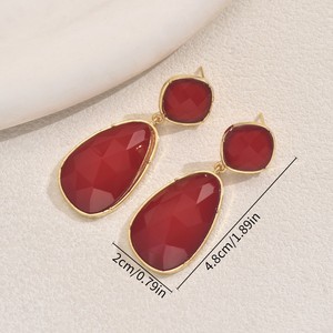 Geometric Drop <b>Earrings</b> With Gemstone Inlay Stainless Steel Ear <b>Posts</b> For Party Women Fashion Jewelry EH4968 - Product Image 3