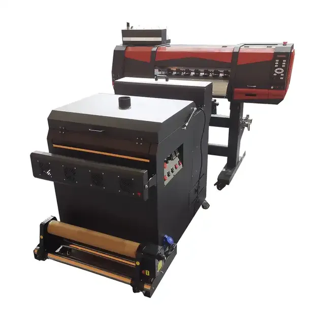 Dual XP600 A1 DTF Printer Direct Transfer Film I3200 60cm DTF Printer With 24 Inch Dtf Shaking Powder Machine for T-shirt