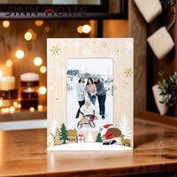 Cadre photo en bois de Noël JINN HOME, cadre photo 3D avec arbre de Noël, renne, support photo familial d'hiver, décoration de Noël pour la maison, cadeau