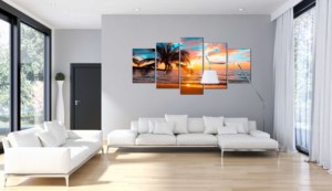 Art mural <span class=keywords><strong>de</strong></span> paysage, photos <span class=keywords><strong>de</strong></span> plage, <span class=keywords><strong>de</strong></span> <span class=keywords><strong>mer</strong></span>, <span class=keywords><strong>de</strong></span> <span class=keywords><strong>soleil</strong></span>, caddie en toile imprimée, <span class=keywords><strong>peinture</strong></span> <span class=keywords><strong>de</strong></span> plage, 5 pièces - Product Image 3